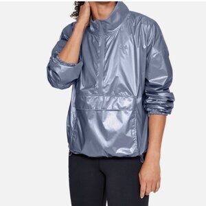 Under Armour Anorak Pullover Womens Medium Purple Woven Metallic Jacket 1/4 Zip